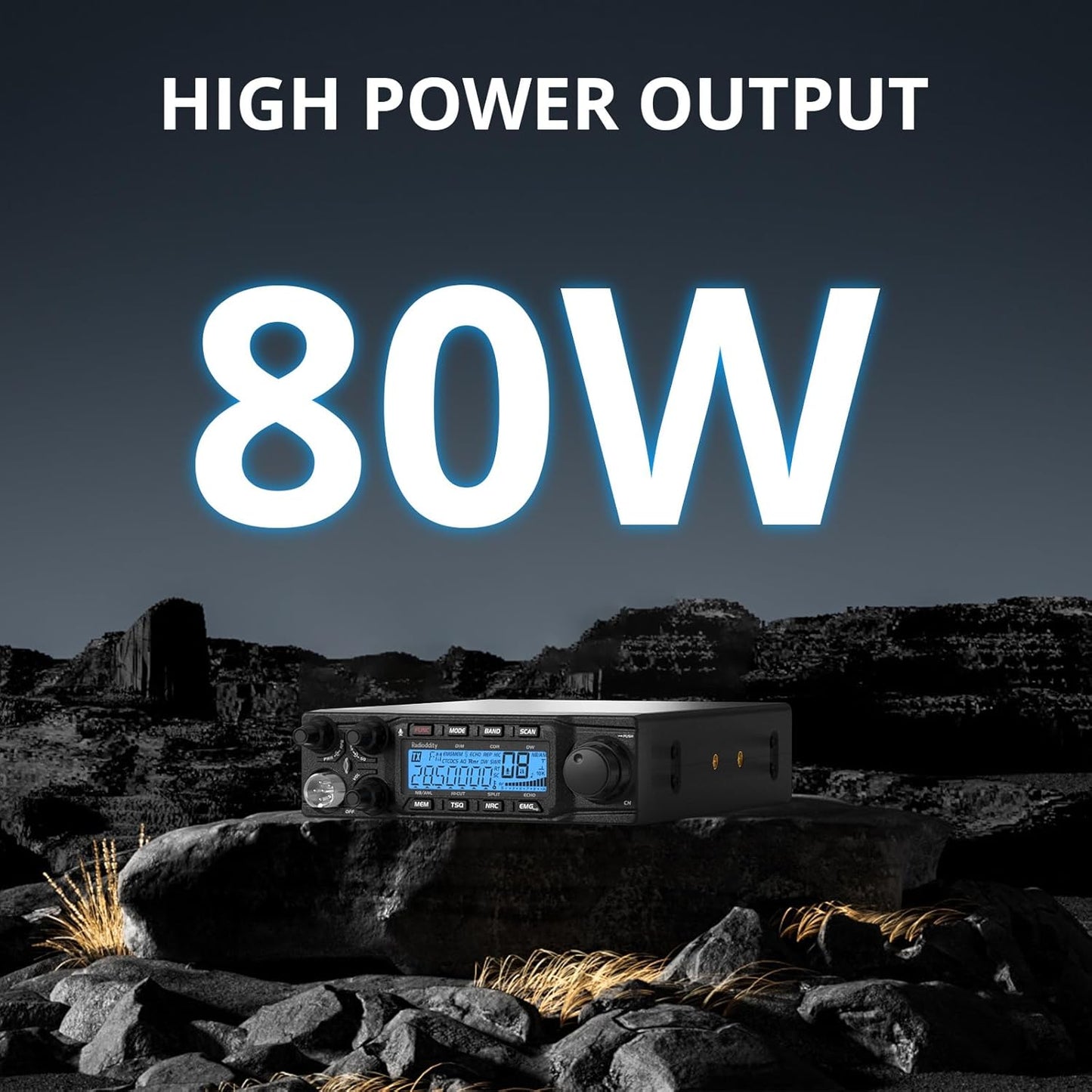 QT80 10 Meter Radio, 80W High Power Amateur Ham Radio, SSB/AM/FM/PA Mobile Transceiver with RX & TX Noise Reduction, CTCSS/DCS, ASQ, SWR High Alert