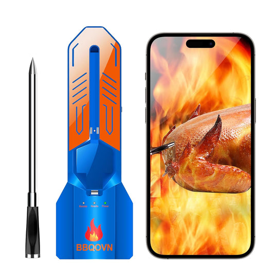 WiFi Wireless Meat Thermometer, Unlimited Range, 7 Sensors, Remote Monitoring for BBQ Grill, Oven, Smoker, Air Fryer(1, Blue, Small)