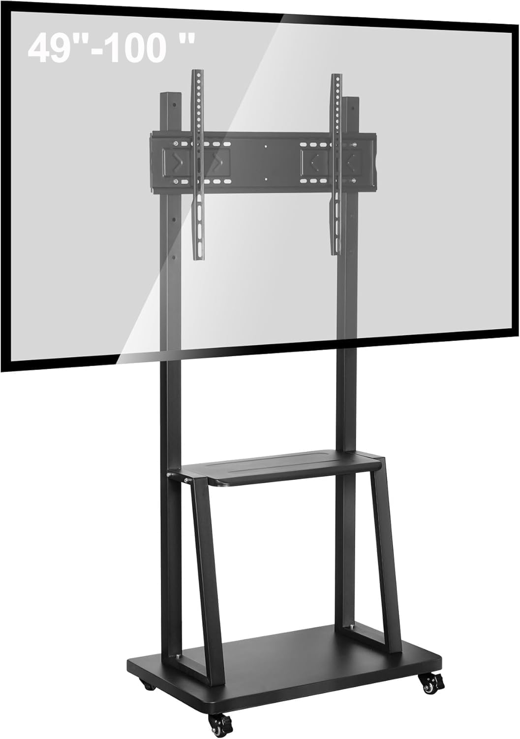 Smart Board Stand with Wheels,Height Adjustable Mobile Rolling Stand for Classroom & Office, Holds up to 300lbs, Whiteboard Portable Cart on Wheels (for 49-100 Inch Smart Board) For 49" 55" 65" 75" 86" 100" Smart Board