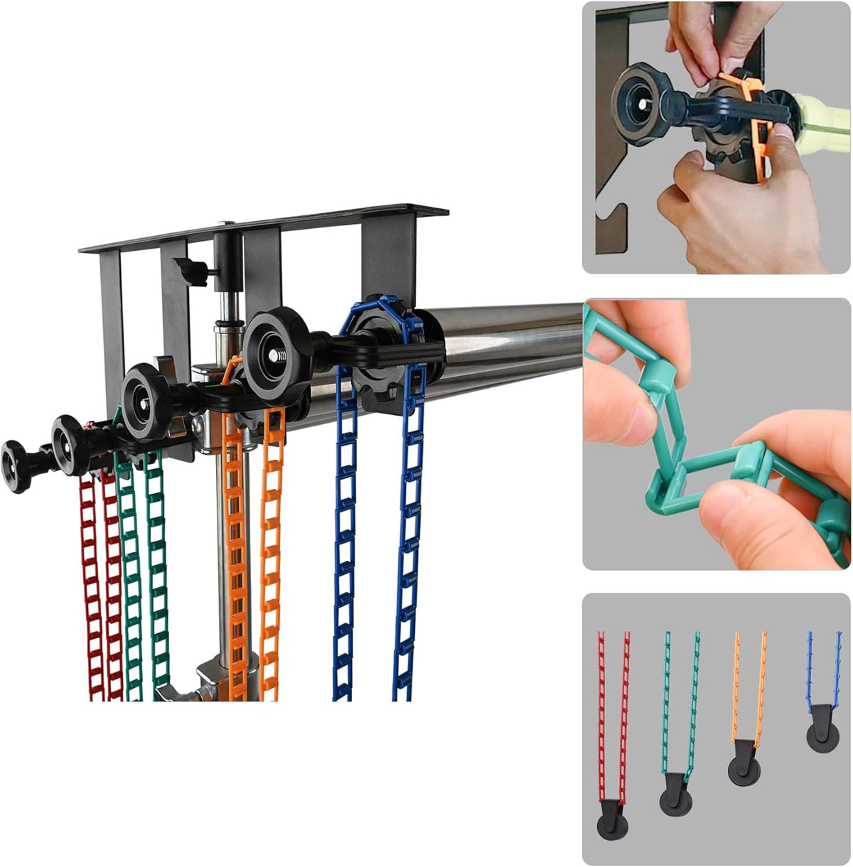 Photography Backdrop Roller Support System, 4 Rollers, 120-inch Stainless Steel Crossbars, Wall/Celing/Light Stand Backdrop Mount, Background Support