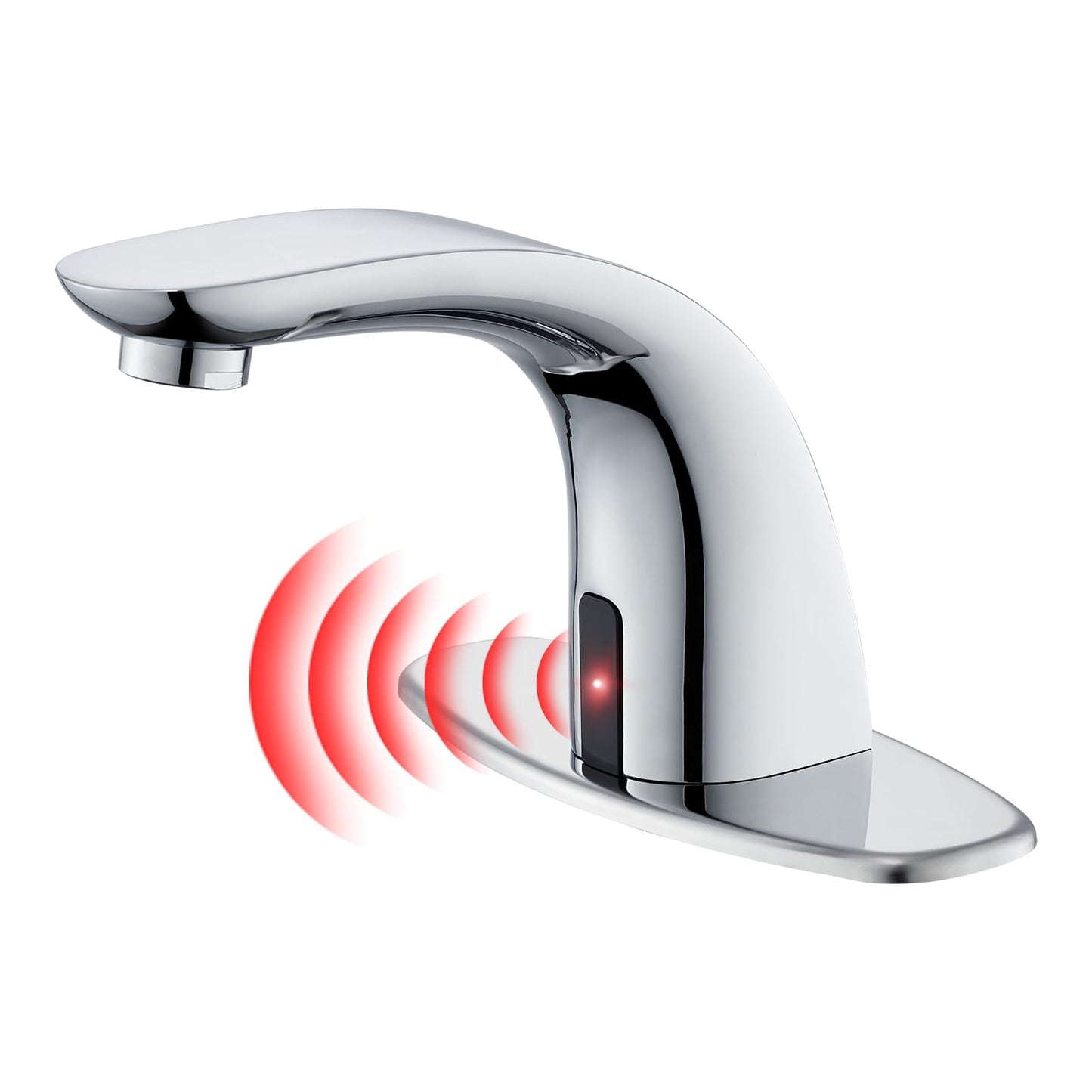 Charmingwater Touchless Bathroom Sink Faucet, Sensor Bathroom Faucet with Hole Cover, Automatic Water Shutoff, Chrome