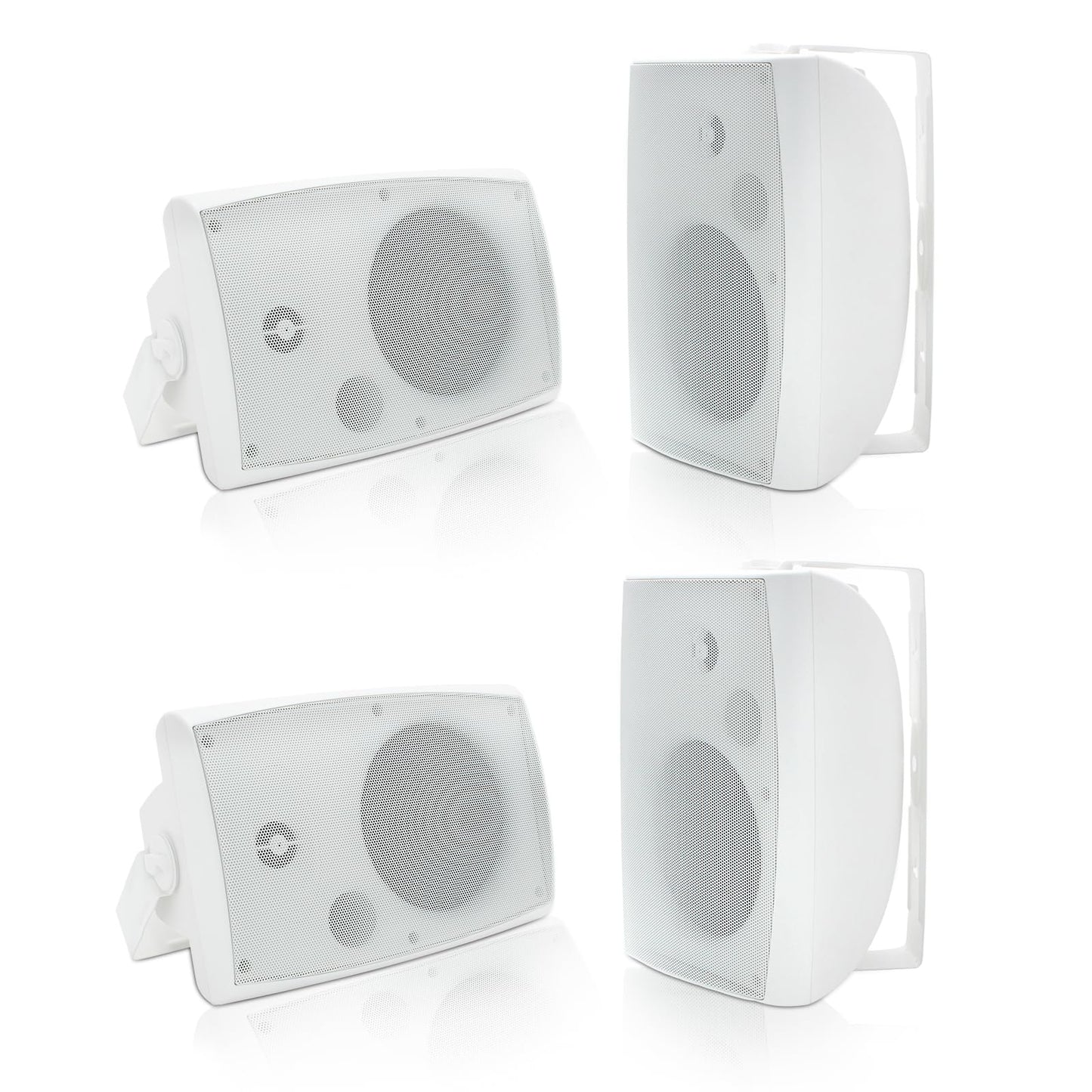 Herdio 6.5 Inch 800W Outdoor Bluetooth Speakers Wired Waterproof with Multifunctional Amplifier, Wall Mount Speakers for Patio Home Poolside Deck Backyard(2 Pairs,White)