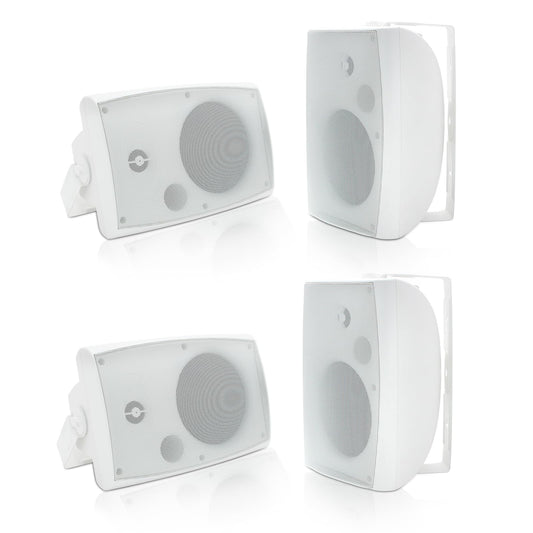 Herdio 6.5 Inch 800W Outdoor Bluetooth Speakers Wired Waterproof with Multifunctional Amplifier, Wall Mount Speakers for Patio Home Poolside Deck Backyard(2 Pairs,White)
