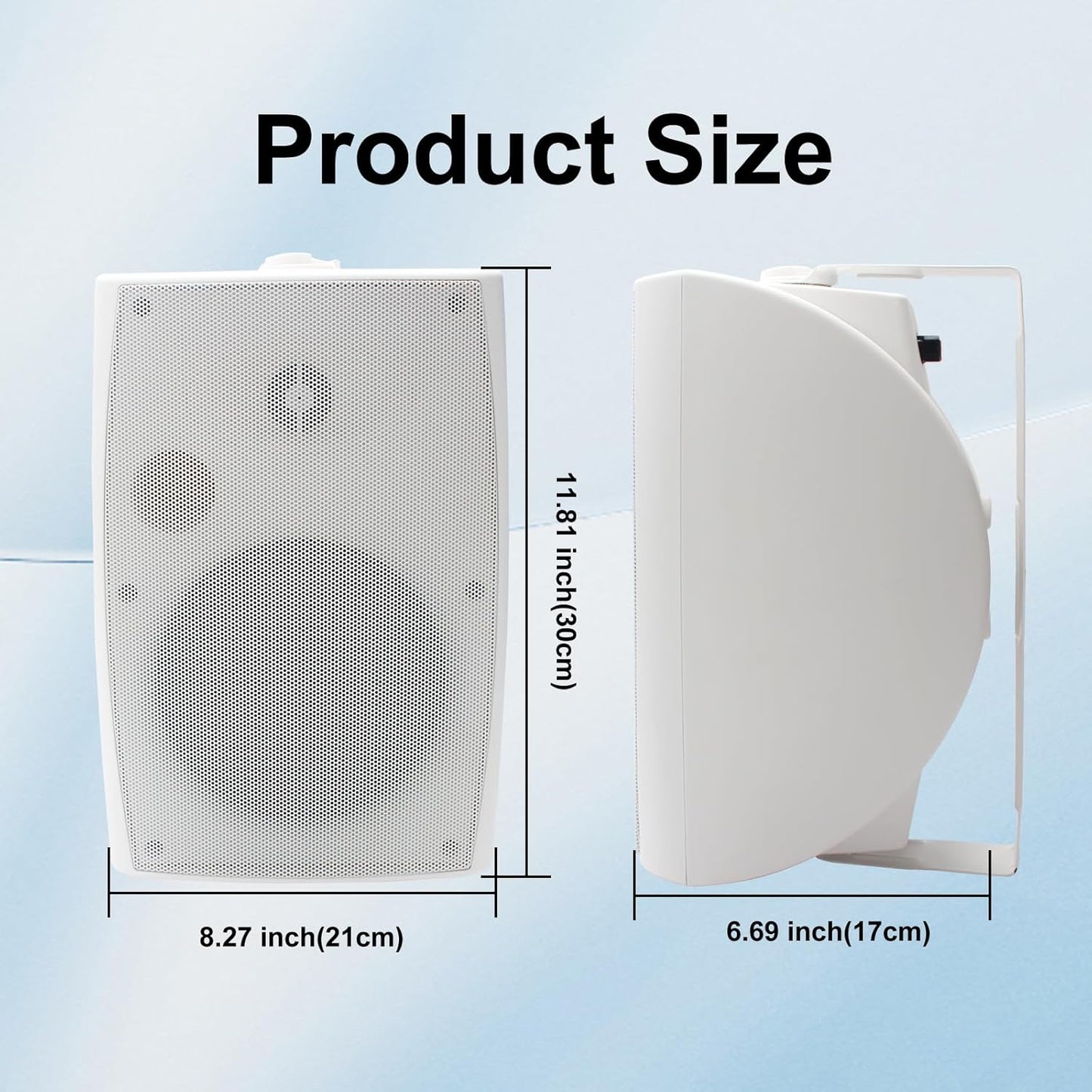 Herdio 6.5 Inch 800W Outdoor Bluetooth Speakers Wired Waterproof with Multifunctional Amplifier, Wall Mount Speakers for Patio Home Poolside Deck Backyard(2 Pairs,White)