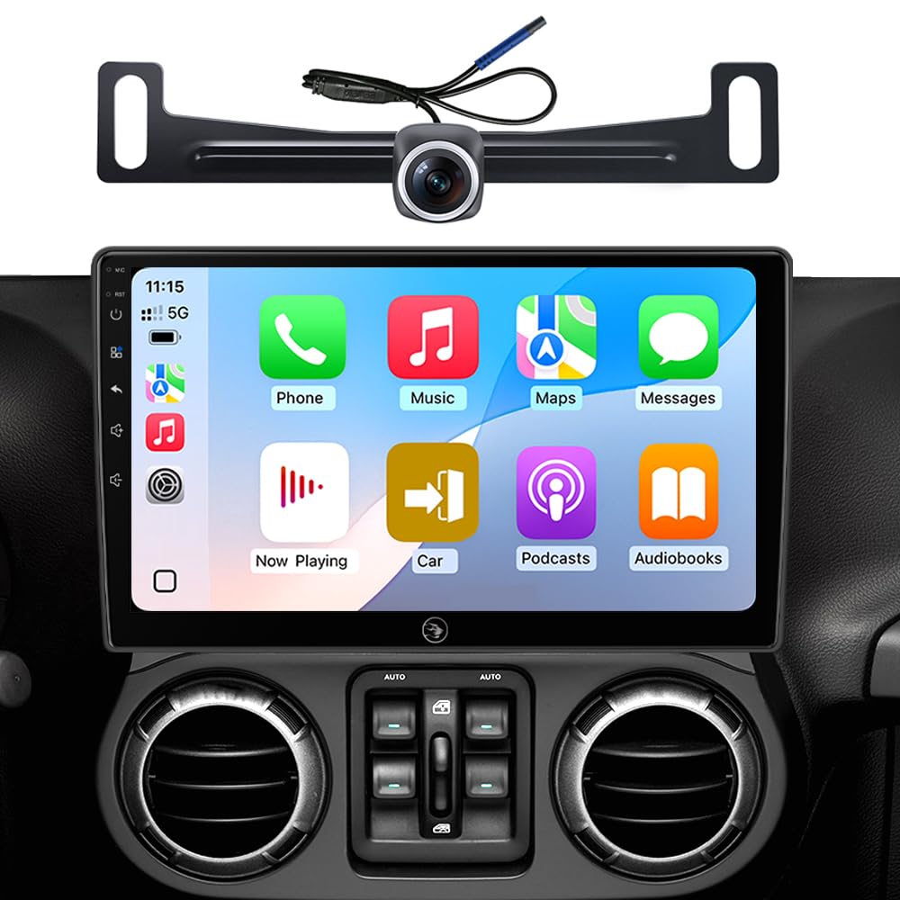 for Jeep Wrangler Radio 2007-2018 Dodge Ram 2009-2012 with CarPlay Android Auto,Plug and Play QLED Touch Screen Car Stereo(2+64G)