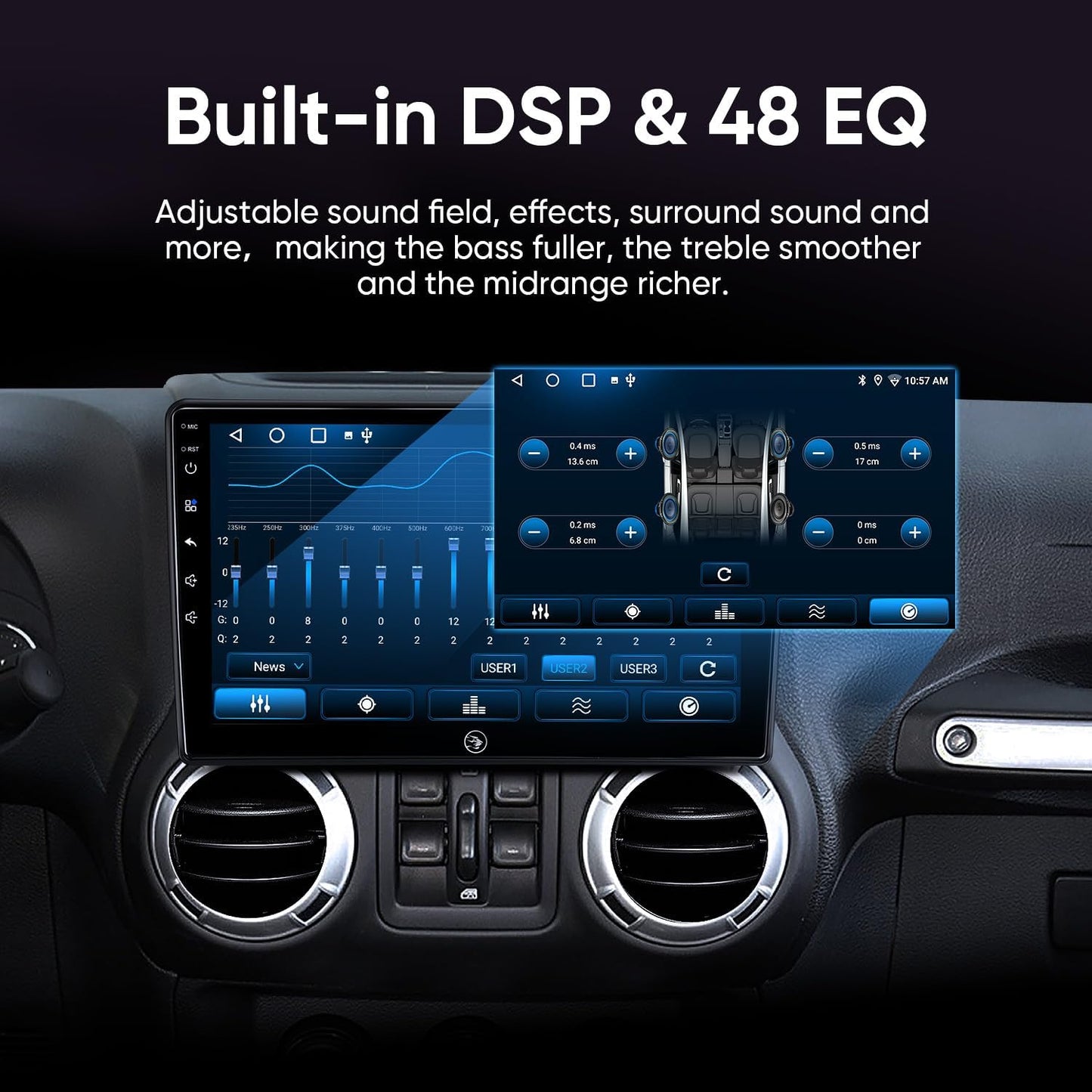 for Jeep Wrangler Radio 2007-2018 Dodge Ram 2009-2012 with CarPlay Android Auto,Plug and Play QLED Touch Screen Car Stereo(2+64G)