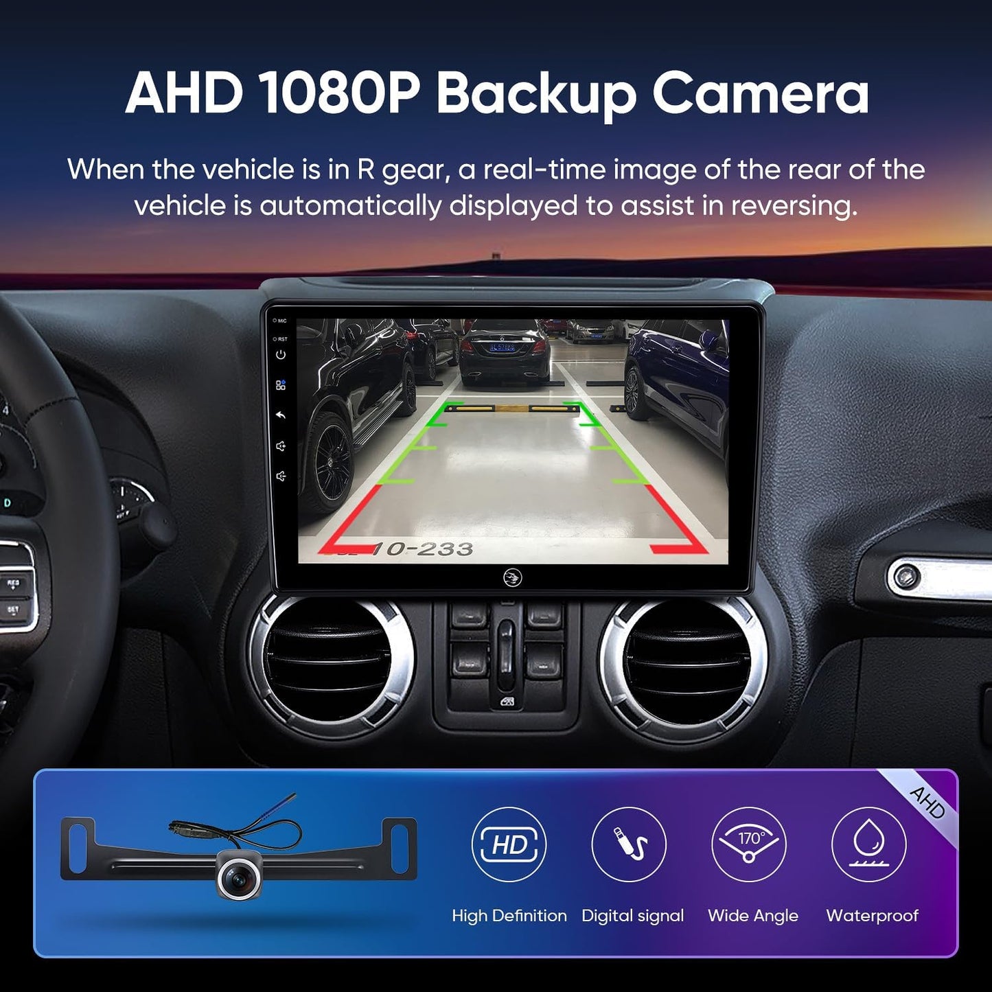 for Jeep Wrangler Radio 2007-2018 Dodge Ram 2009-2012 with CarPlay Android Auto,Plug and Play QLED Touch Screen Car Stereo(2+64G)