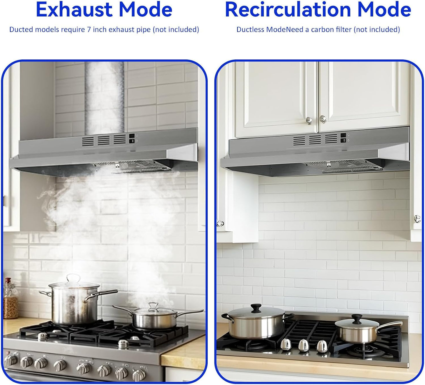 Wall Mount 30 Inch Range Hood 900 CFM, Ductless/Ducted Convertible Kitchen Hood, 3-speed Gesture Sensing