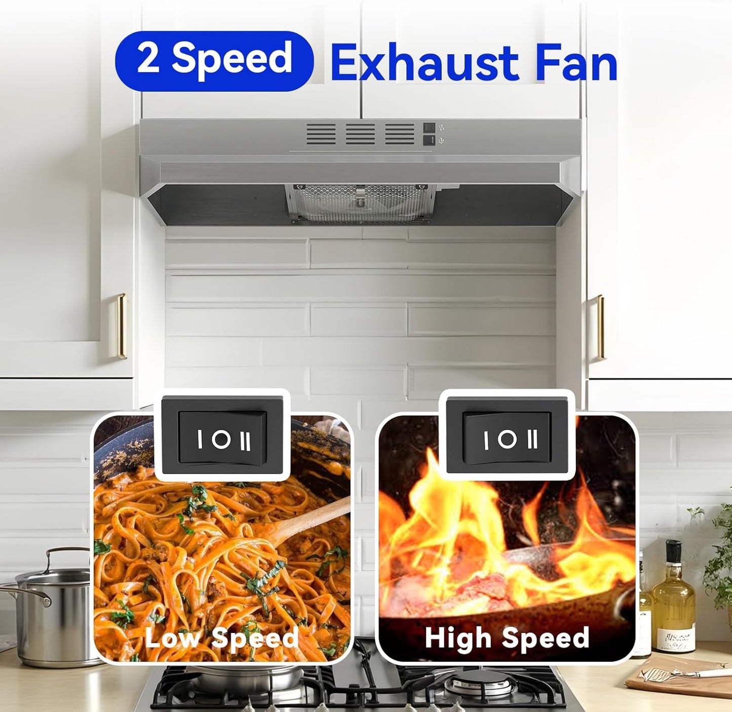 Wall Mount 30 Inch Range Hood 900 CFM, Ductless/Ducted Convertible Kitchen Hood, 3-speed Gesture Sensing