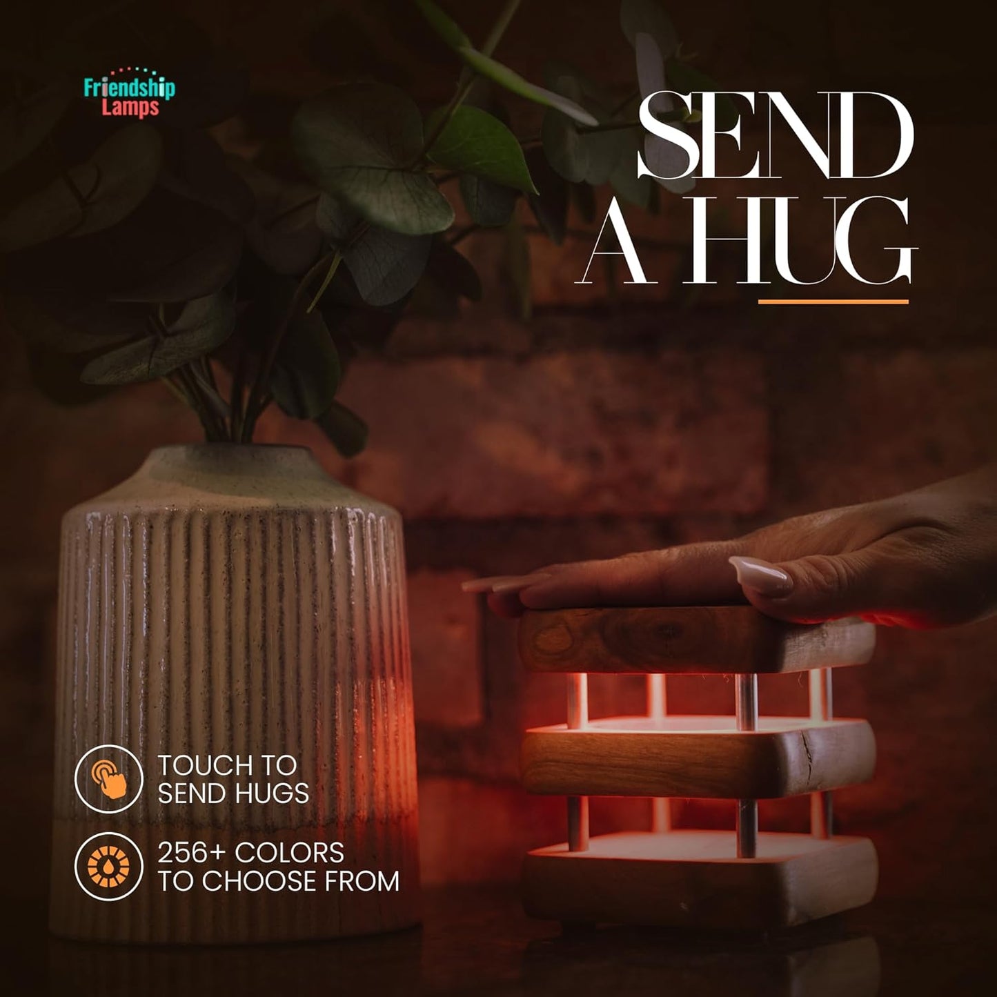 Friendship Lamp® by Filimin Set of 2 Long Distance Touch Lamps – WiFi Connected, Long Distance Gifts, Touch Activated Table Lamp, Long Distance Friendship Gifts, LED Light - Mini Mid Natural/Silver