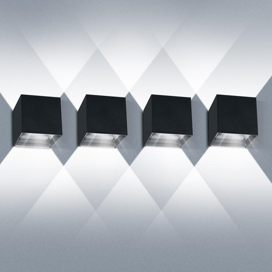 20W Modern Wall Sconce,6000K Up and Down Square Wall Light Interior and Exterior Waterproof Light (4-pack)