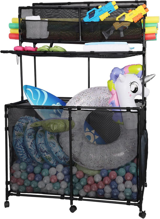 Poolside Storage Organizer, Double Deck,Holder for Outdoor, Pool, Patio, Garden