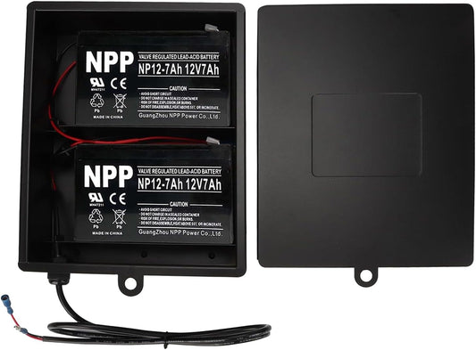 2025 New Upgraded Steel Battery Box with 2 Batteries Kit(12V 7AH Lead-Acid), for 12/24V Driveway Swing Gate