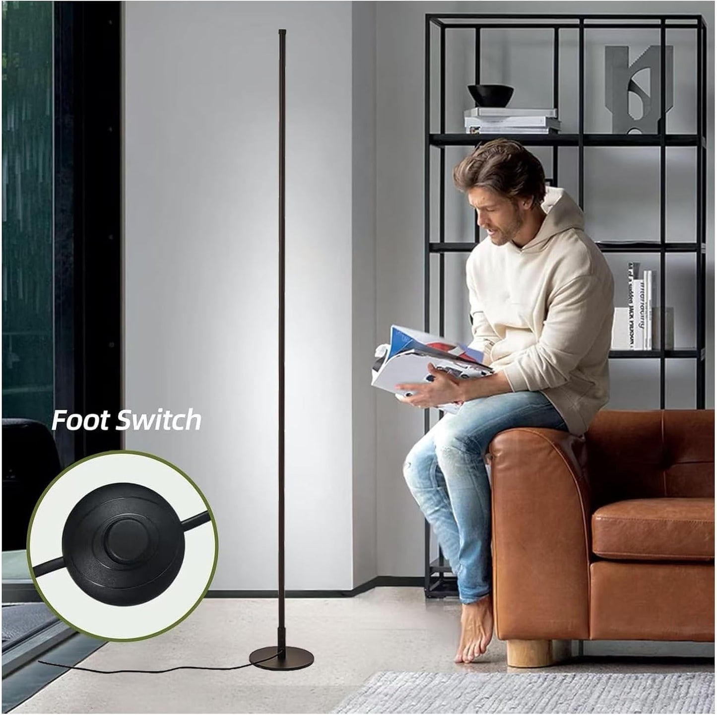 Minimalist Floor Lamp with 3 Color Temperatures, Set 2 Slim Mood Lighting, Dimmable Modern Standing Corner
