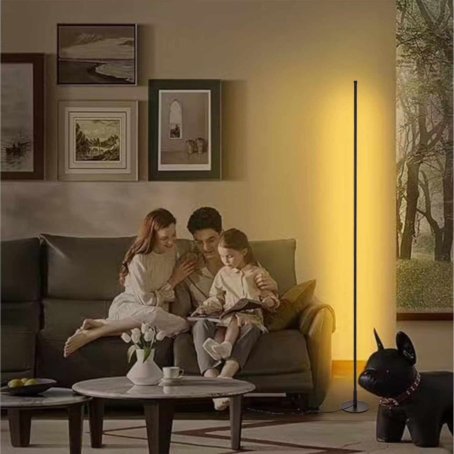 Minimalist Floor Lamp with 3 Color Temperatures, Set 2 Slim Mood Lighting, Dimmable Modern Standing Corner
