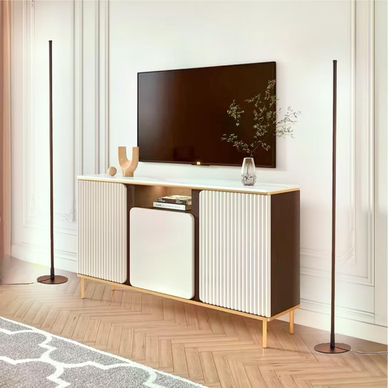 Minimalist Floor Lamp with 3 Color Temperatures, Set 2 Slim Mood Lighting, Dimmable Modern Standing Corner