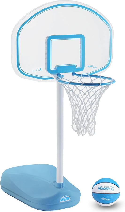 Dunn-Rite Clear Shot Blue Outdoor Adjustable Height Swimming Pool Basketball Hoop Game