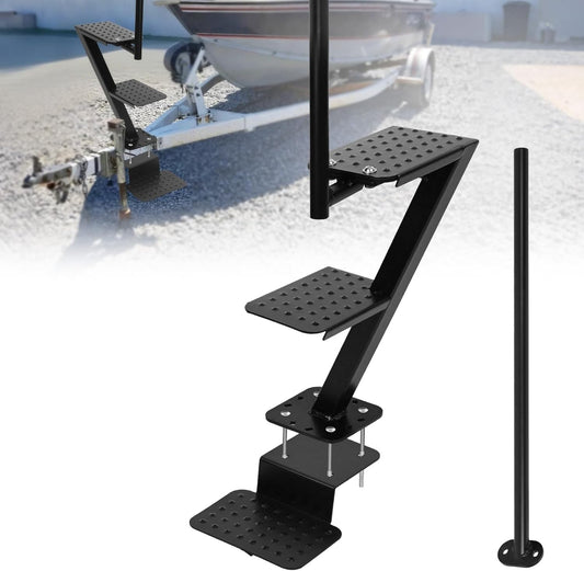 Heavy-Duty Boat Trailer Steps, 3 Steps Boat Trailer Ladder with Handle & Non-Slip Surface Steps, Boat Boarding Steps