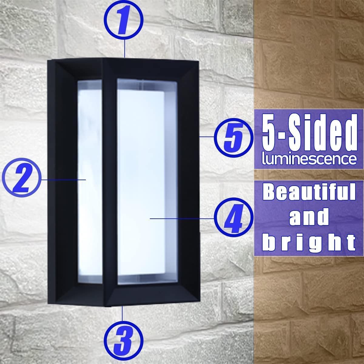 Porch Wall Light Outdoor 6 Pack Aluminum Frame Waterproof Modern Wall Sconce with Acrylic Shade 6000K Black