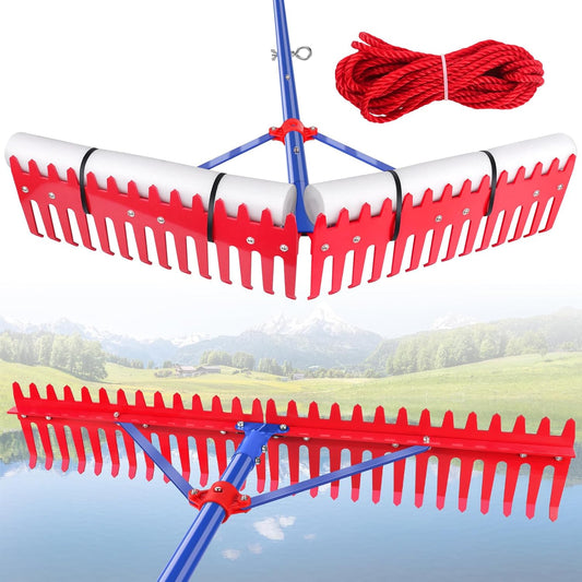 Lake Rake, Pond Rake Aquatic Weed Rakes, Large Heavy Duty Aluminum Aquatic Rakes with 7' Metal Tines