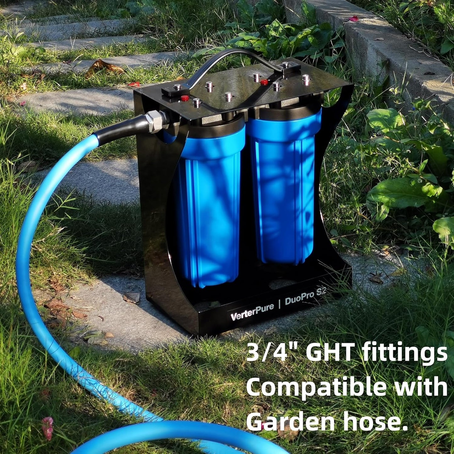 DuoPro S2 External 2-Stage RV Fresh Water Filter System, High Flow, NSF Housings, 3/4' GHT Stainless Steel Fittings