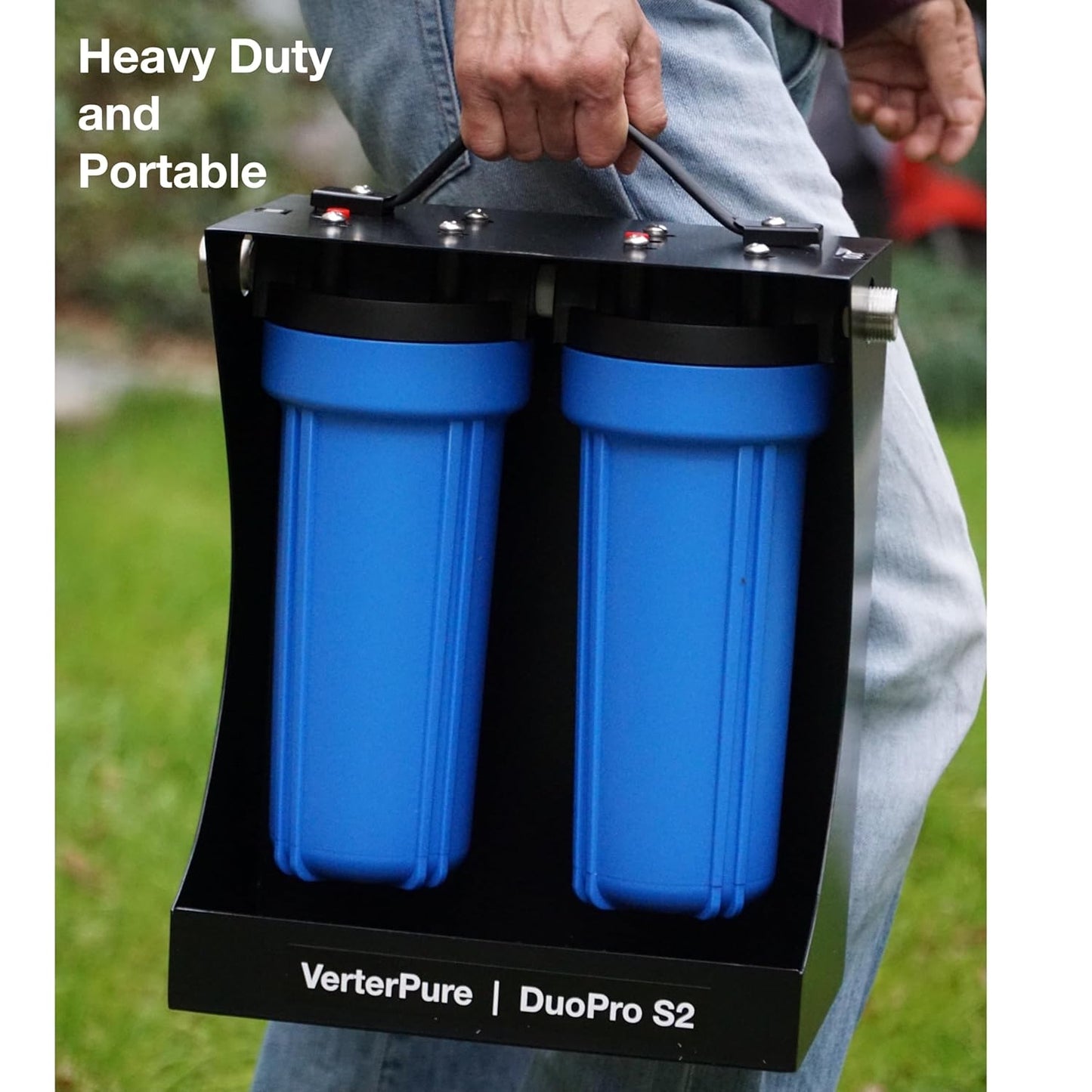 DuoPro S2 External 2-Stage RV Fresh Water Filter System, High Flow, NSF Housings, 3/4' GHT Stainless Steel Fittings