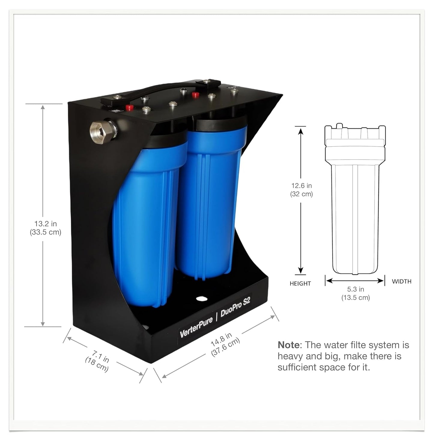 DuoPro S2 External 2-Stage RV Fresh Water Filter System, High Flow, NSF Housings, 3/4' GHT Stainless Steel Fittings