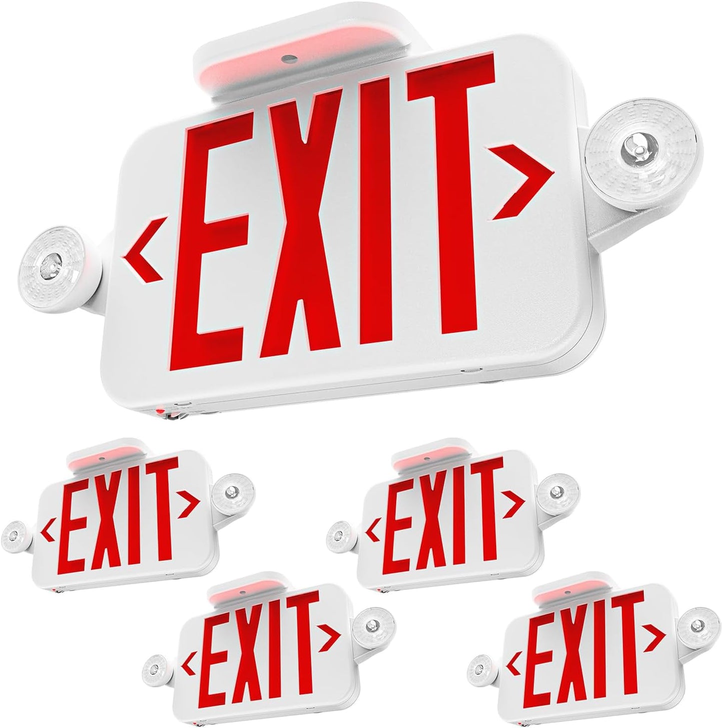 Sunco LED Exit Sign With Emergency Lights, Red, Two Mini Adjustable Lights, 94V-0 Fire Resistant, Backup Battery
