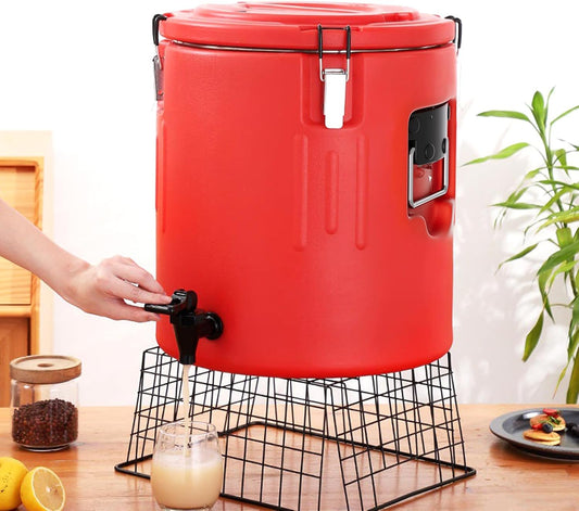 Insulated Beverage Dispenser - 5.3 Gallons, 304 Stainless Steel Insulated Soup Carrier Hot and Cold Insulated Bucket