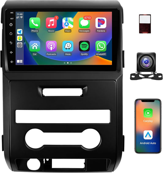 Car Radio for Ford F150 2009-12,F150 CarPlay, Android Auto 9 Inch Stereo with Bluetooth GPS Navigation WiFi Backup