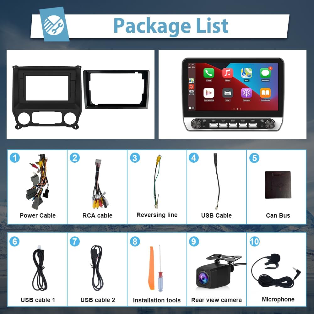 [2+64G]Android 13 Car Radio Stereo for Chevy Silverado GMC Sierra 2014-2018 with Wireless Carplay