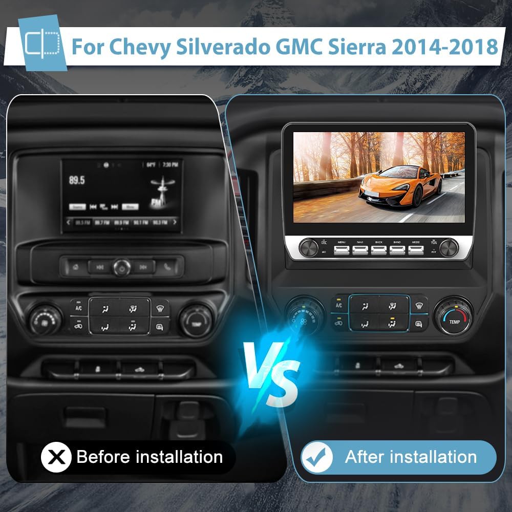 [2+64G]Android 13 Car Radio Stereo for Chevy Silverado GMC Sierra 2014-2018 with Wireless Carplay