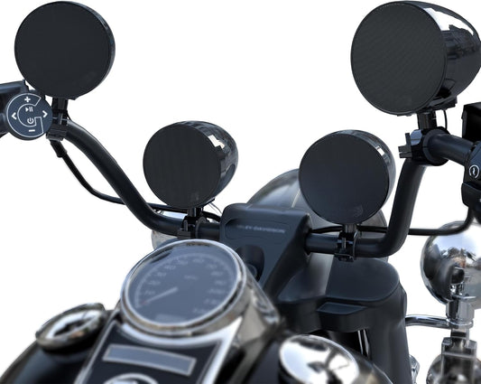 Motorcycle Bluetooth 4 Speakers Audio Stereo 4.1 Channel Waterproof Amplifier System 4' Full Range Handlebar Mount