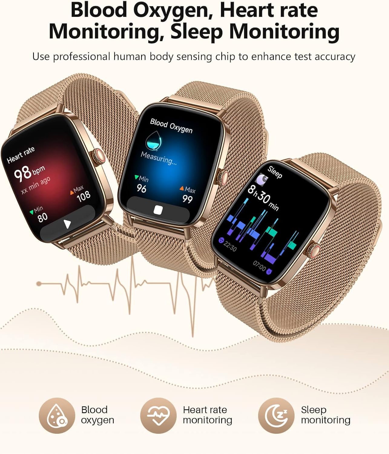 Smart Watches for Women 2025, 1.85'  AI Voice, 24/7 Heart Rate Monitor, Stress/SpO2/Sleep Tracker, IP68 Waterproof