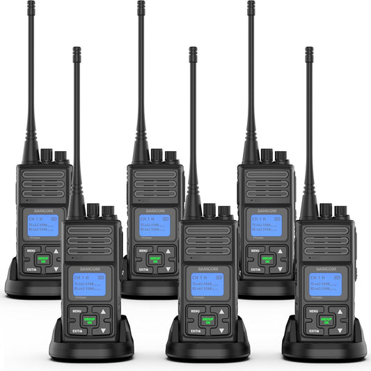 2 Way Radio Walkie Talkie 5 Watt Long Range, 6 Pack Two Way Radios Rechargeable for Adult with Earpieces