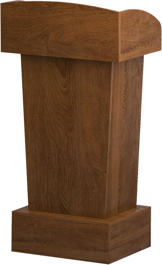 Wooden Podium Stand Lectern Walnut Color 16MM Wood Board Elegant Design with Storage