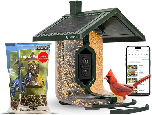 Smart Birdfeeder with AI Identification and Wi-Fi Solar Powered, Captures HD Pictures and Videos Sent Directly