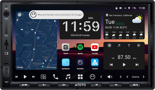 7inch Audio Double Din Car Stereo, 4G LTE, Wireless Carplay & Android Auto, Dual Phone Connection & BT