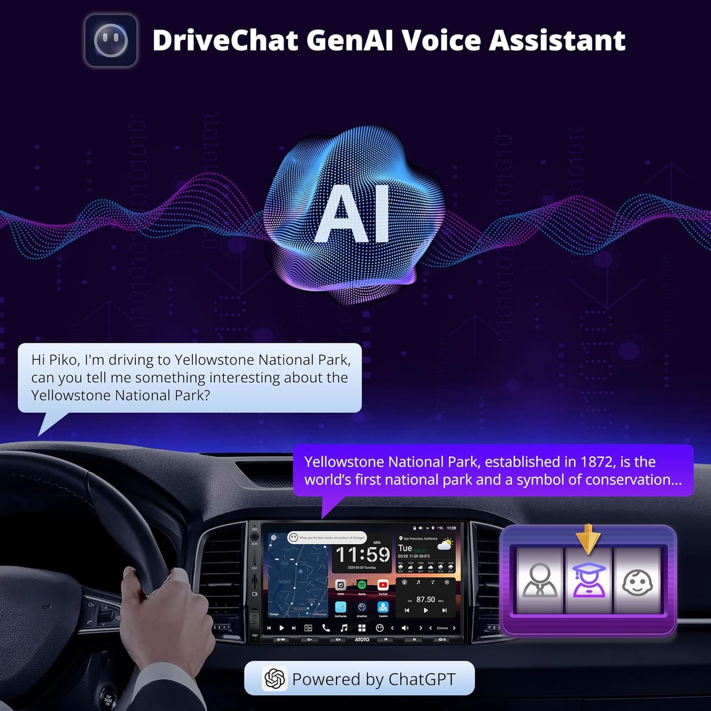 7inch Audio Double Din Car Stereo, 4G LTE, Wireless Carplay & Android Auto, Dual Phone Connection & BT