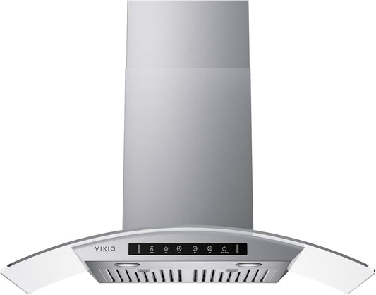 30' Wall Mount Range Hood, Tempered Glass 900 CFM, Kitchen Chimney Vent Stainless Steel, Gesture Sensing