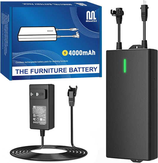 Universal Battery Pack for Reclining Furniture, 4000mAh Wireless Couch, Rechargeable for Power Recliner, Sofa