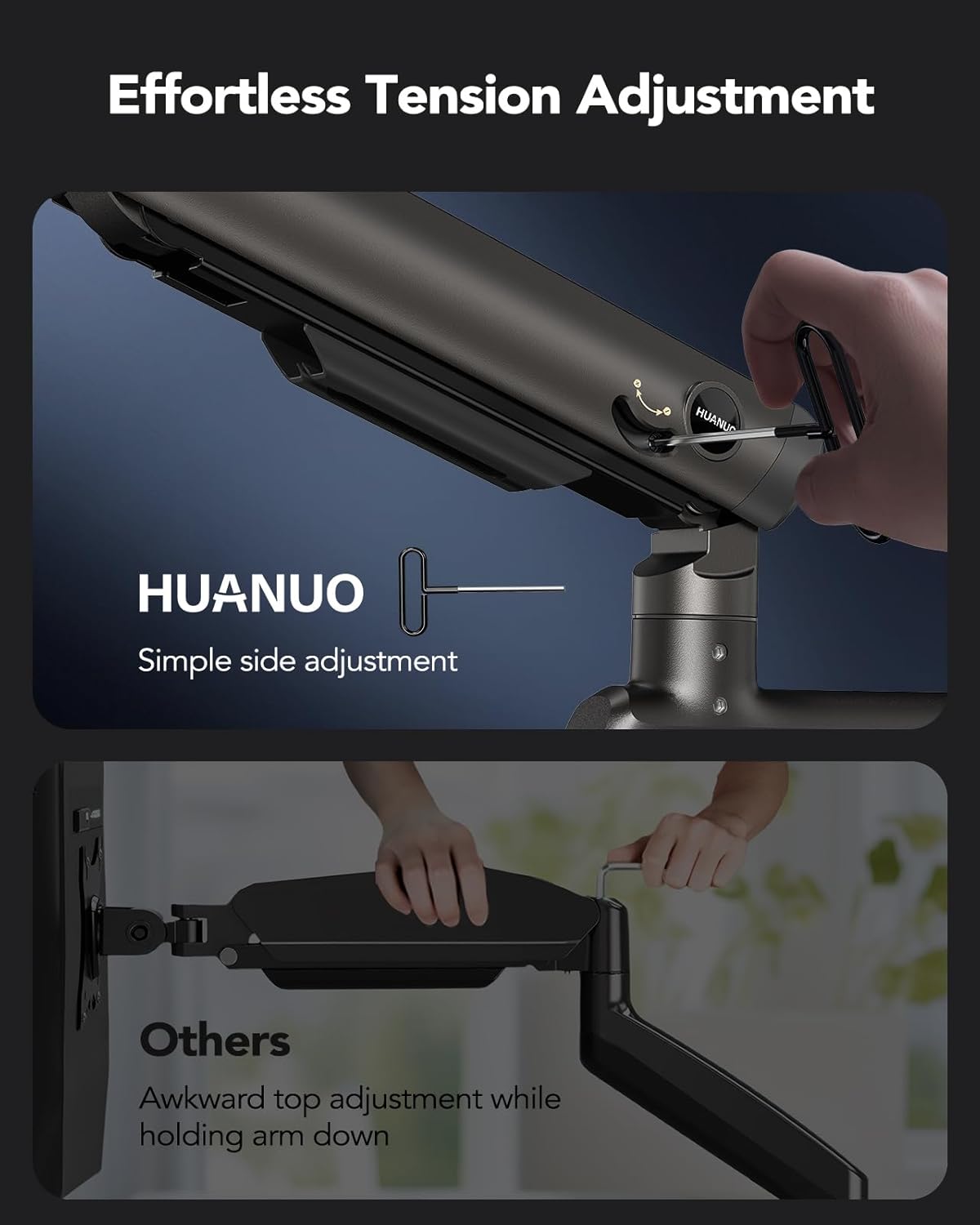 Heavy Duty Monitor Arm for Ultrawide Screens up to 57', Holds 44 lbs, Tall Ultrawide Monitor Stand with 29.1' Max