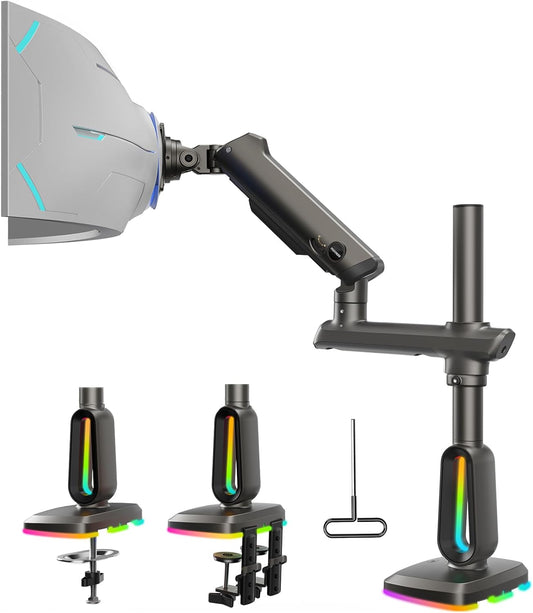Heavy Duty Monitor Arm for Ultrawide Screens up to 57', Holds 44 lbs, Tall Ultrawide Monitor Stand with 29.1' Max