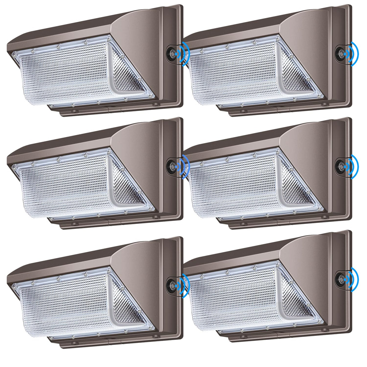 ledmo LED Wall Pack Light with Photocell, 120W Dusk to Dawn Outdoor Commercial Security Lighting, 5000K IP65 Waterproof 15840LM 6 Pack 120W 6Pack-With Photocell