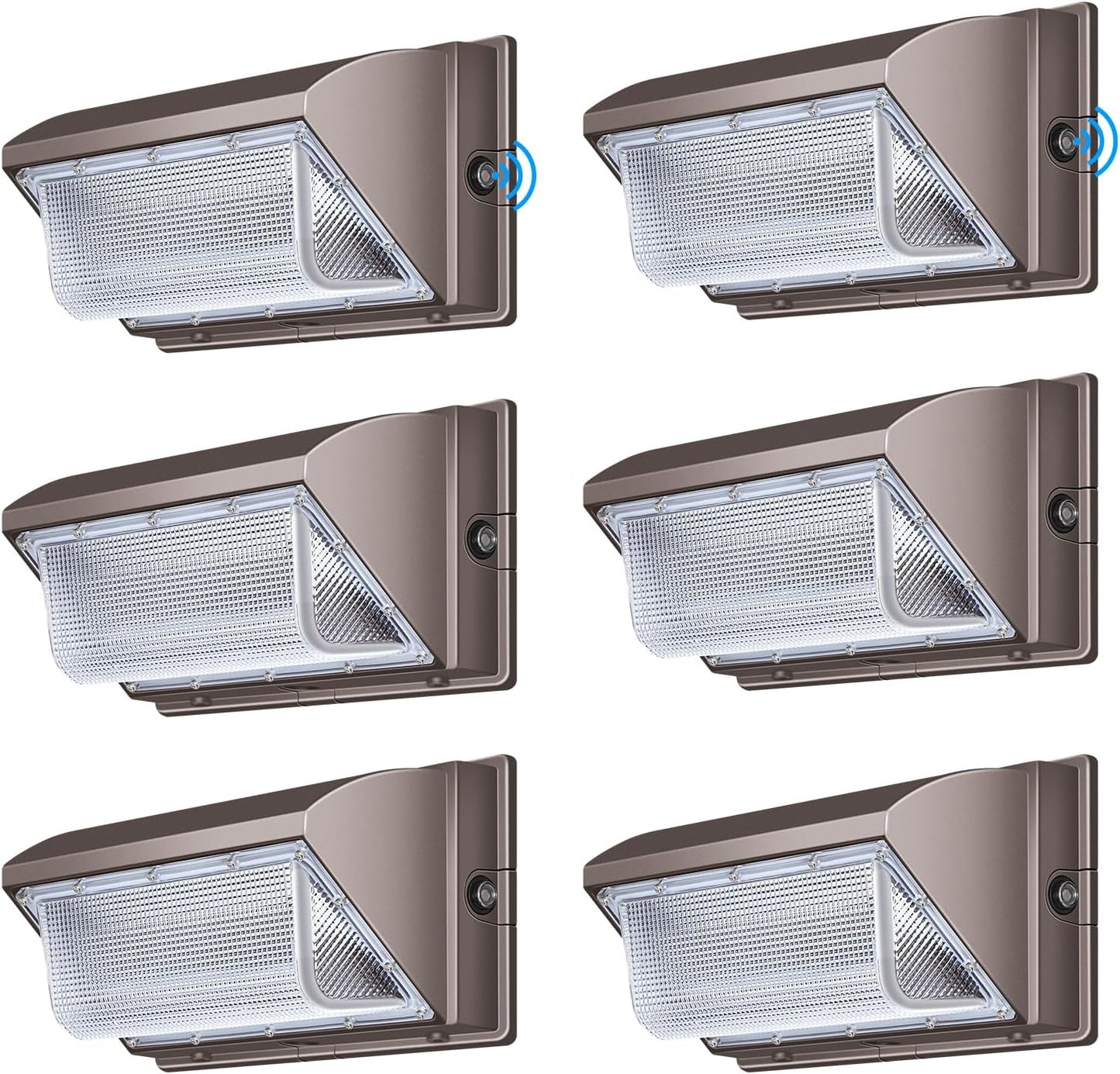 6 Pack LED Wall Pack Light with Photocell,120W Dusk to Dawn Outdoor Commercial Security, 5000K IP65 Waterproof