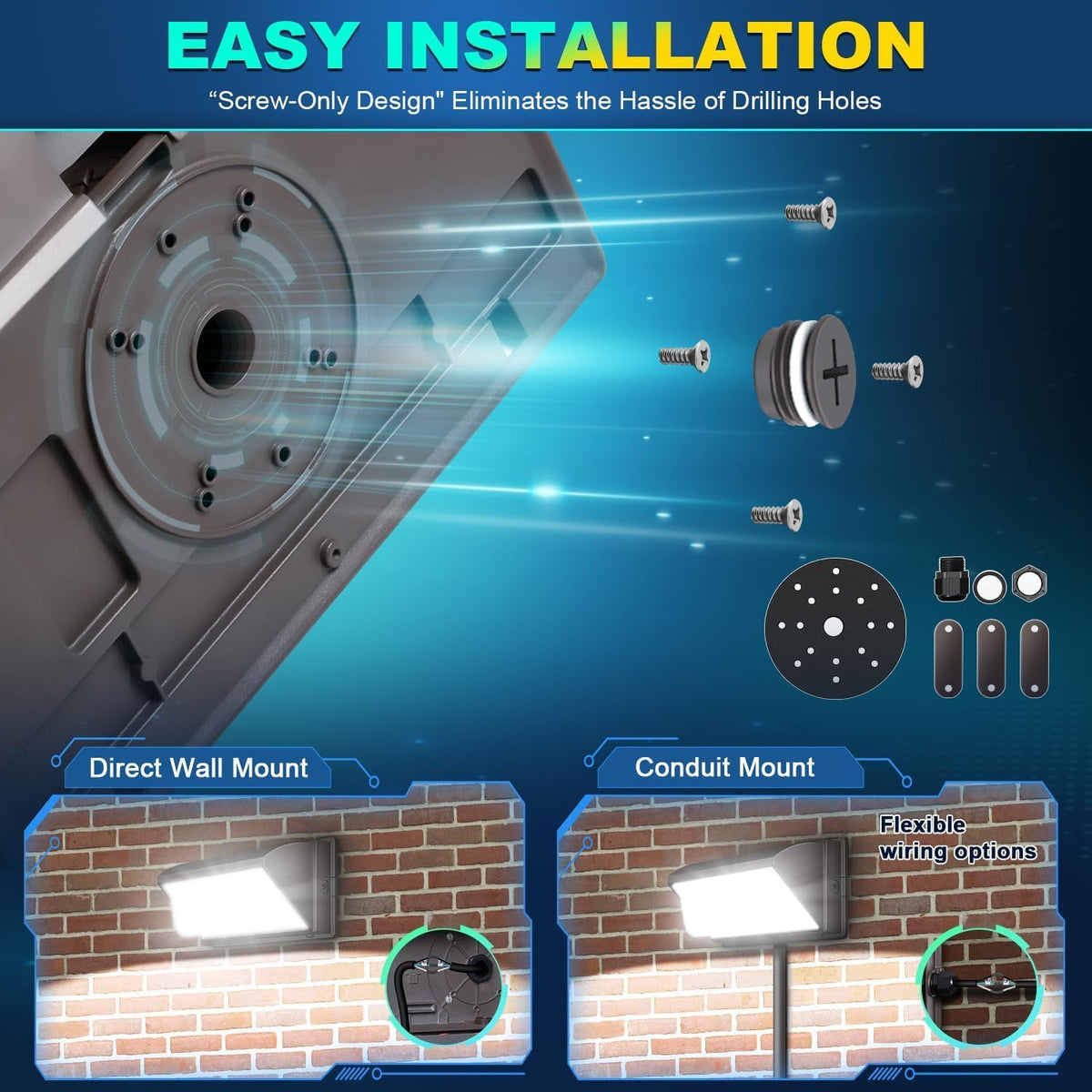 ledmo LED Wall Pack Light with Photocell, 120W Dusk to Dawn Outdoor Commercial Security Lighting, 5000K IP65 Waterproof 15840LM 6 Pack 120W 6Pack-With Photocell