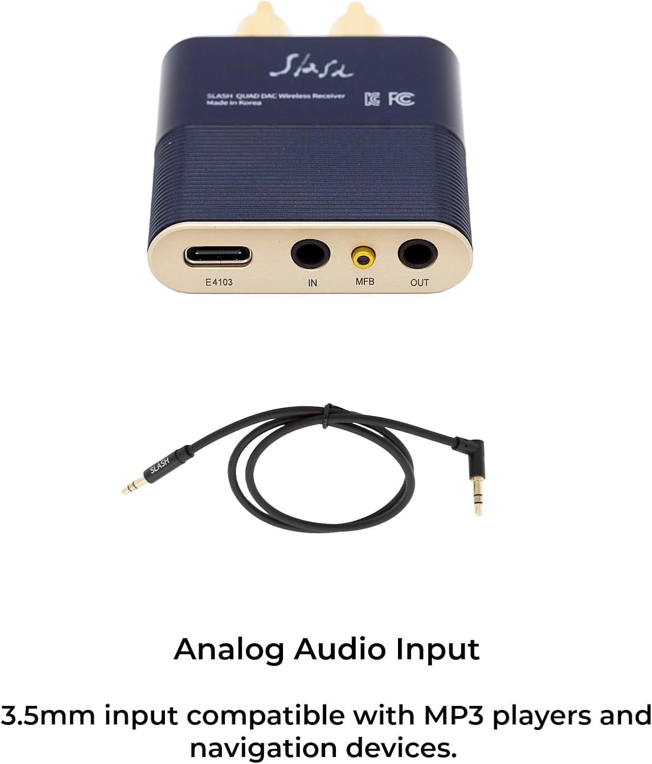 Slash5 Bluetooth Audio Receiver, LDAC, aptX Adaptive/HD, AAC, Analog in, 3.5mm/RCA Out, Hi-Res, QCC5125