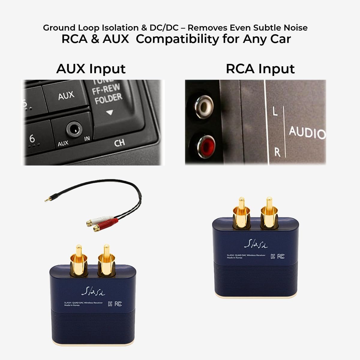 Slash5 Bluetooth Audio Receiver, LDAC, aptX Adaptive/HD, AAC, Analog in, 3.5mm/RCA Out, Hi-Res, QCC5125