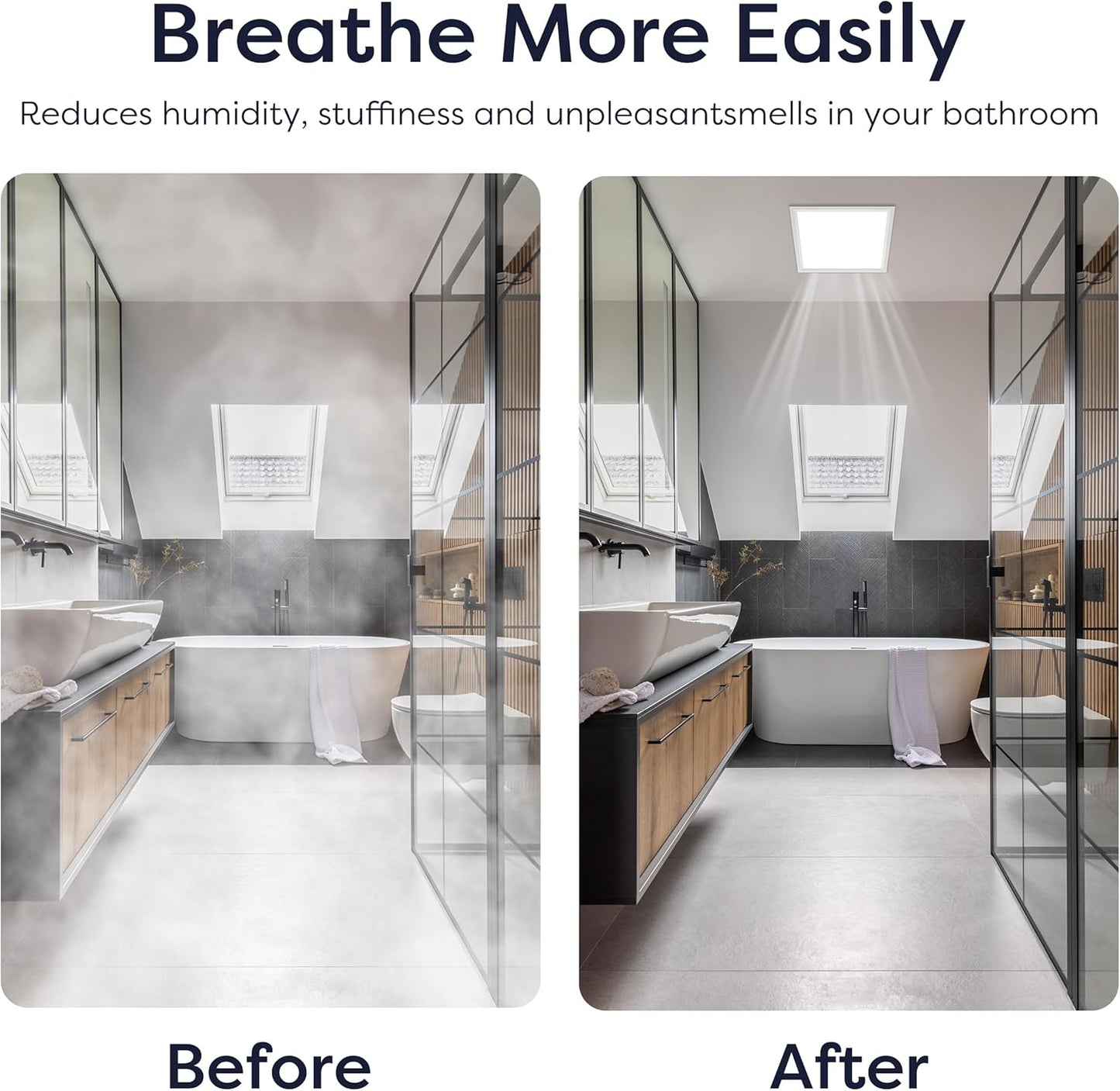 Bathroom Exhaust Fan - 100 CFM, 2.0 Sone, Quiet with LED Light, Energy Star, 95 sq.ft