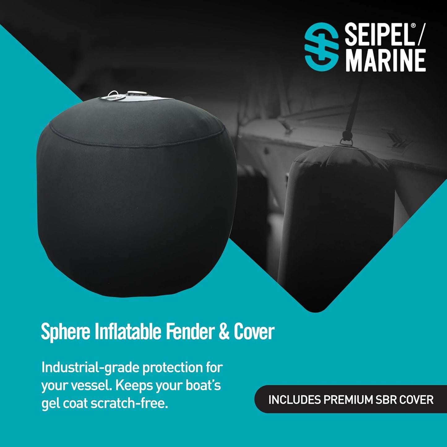 Seipel Marine Boat Sphere Fender & Cover - Heavy-Duty Inflatable Boat Fender, Industrial-Grade Material, 36' Sphere